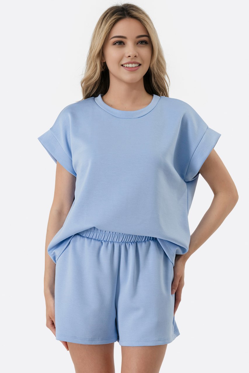 Scuba Wear 2 Piece Short Outfit Light Blue