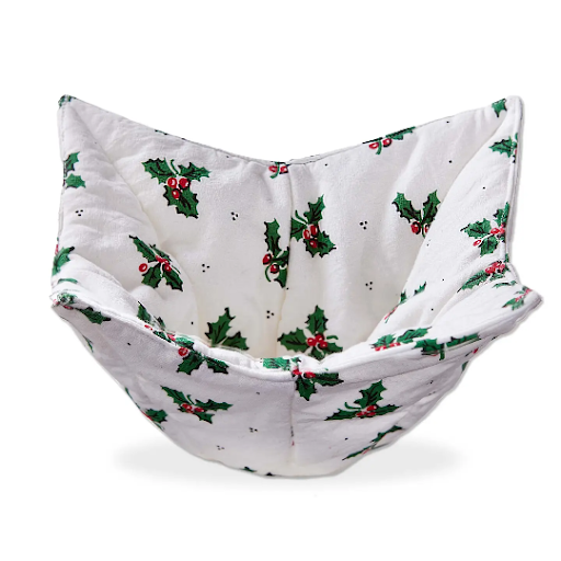 Vintage Holly Bowl Cozy White Multi Cotton Christmas