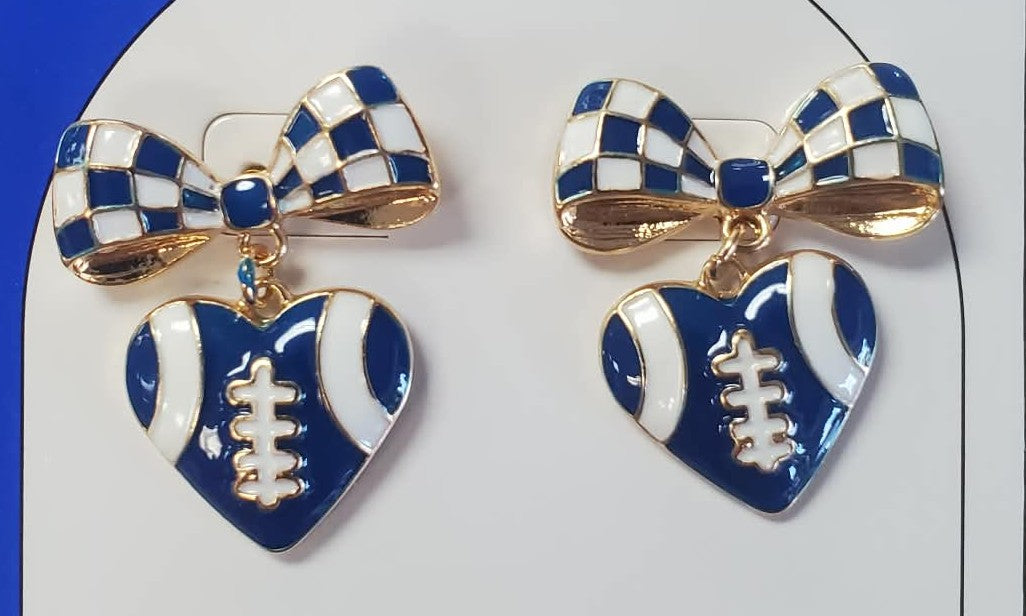 Blue Pride Enamel Heart Drop Earrings