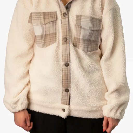 Dora Plaid Accent Shacket Cream
