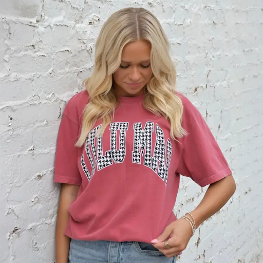 LULUMAC Houndstooth Adult Crimson Comfort Colors Tee