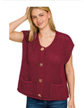 4 button sweater vest Crimson