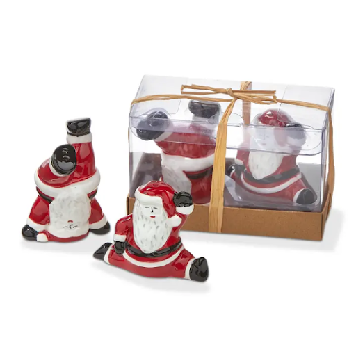 Dancing Santa Salt and Pepper set of 2 Earthenware Christmas