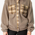 Dora Plaid Accent Shacket Pink Brown