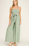 COASTAL STRIPE SMOCKED WIDE LEG JUMPSUIT