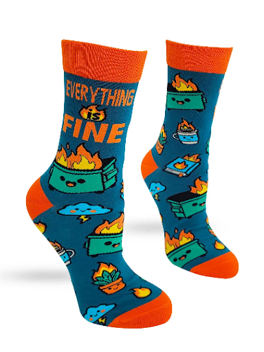 Everything Is Fine Dumpster Fire Women's Crew Socks