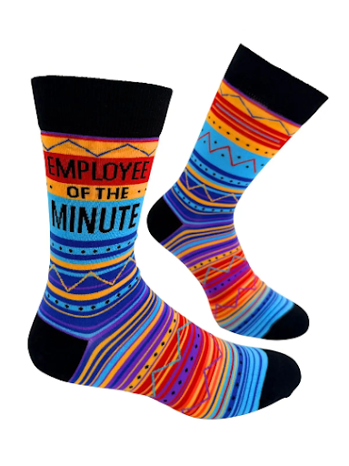 Employee of the Minute Men's Novelty Crew Socks