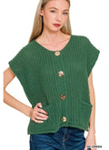 4 button sweater vest  in Dark Green