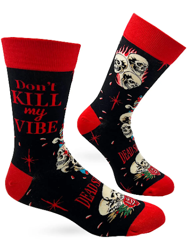 Don't Kill My Vibe Dead Serious Men's Novelty Crew Socks
