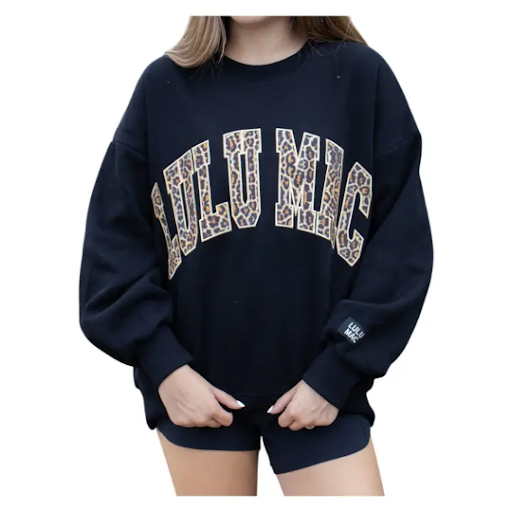 LULAMAC Black Sweatshirt with Leopard