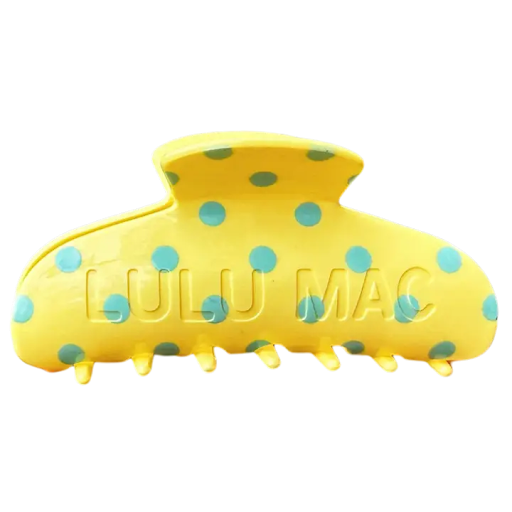 LULU MAC HAIR CLIPS  Butter/Blue Dot