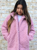 Candie Diamond Sherpa Jacket – Full Zip Coat Mauve