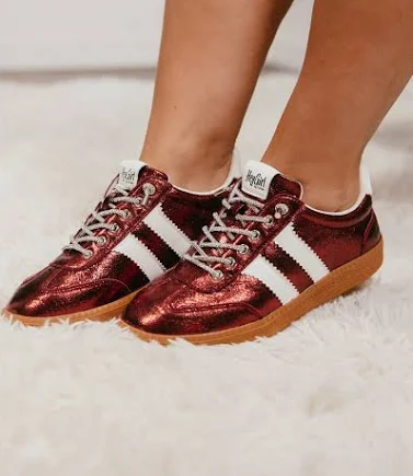 Corky Heads Up Collegiate Sneakers in Crimson