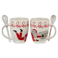 Hohoho Santa Mug W Spoon Red Bone China Christmas