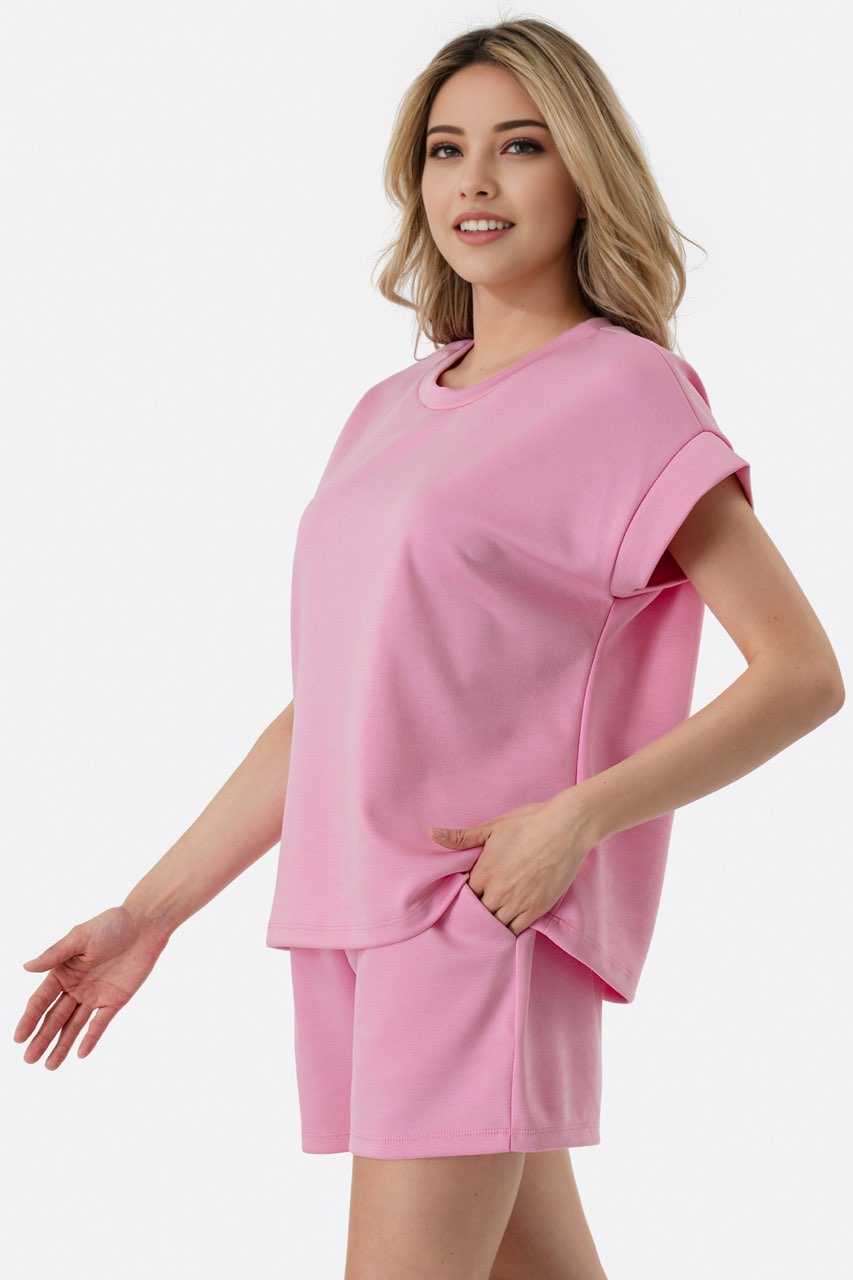 Scuba Wear 2 Piece Short Set Pink