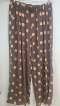 Polka Dot High Waisted Wide Leg Pants with Pockets Chocolate