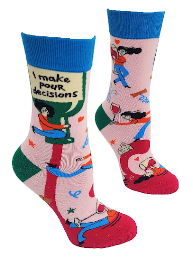 I Make Pour Decisions Wine Themed Women's Crew Socks