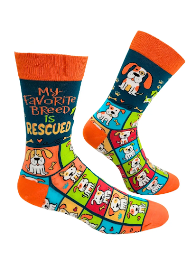 My Favorite Breed Is Rescued Men's Novelty Crew Socks
