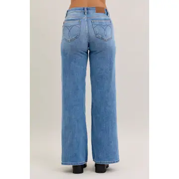 Judy Blue Mid Rise Retro Wide Leg Jean