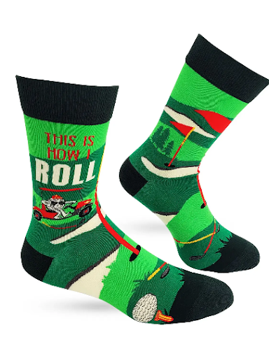 Golf Theme "This Is How I Roll" Men's Novelty Crew Socks