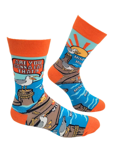 Are You Gonna Eat That Seagulls Men's Novelty Crew Socks