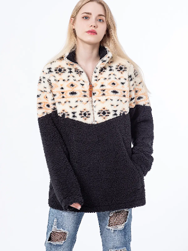 Kate Sherpa Pullover w/ Print