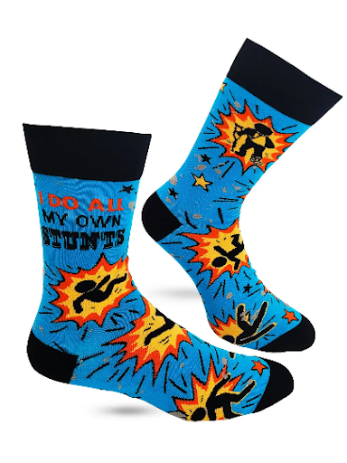 I Do All My Own Stunts Men's Novelty Crew Socks