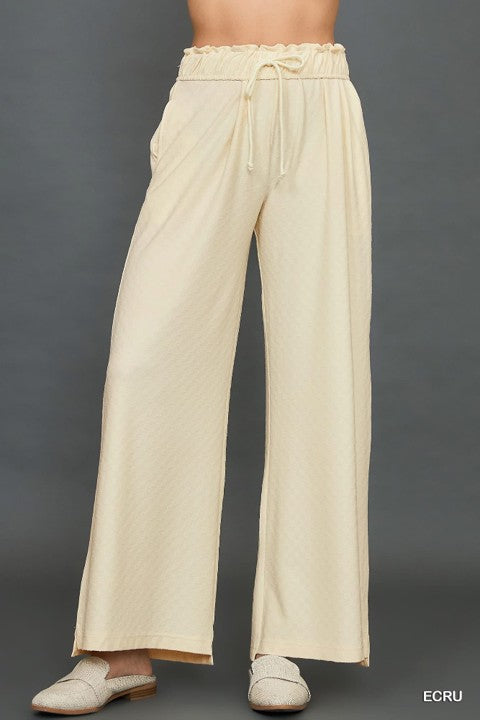Umgee Lightweight Jacquard Wide Leg Pants