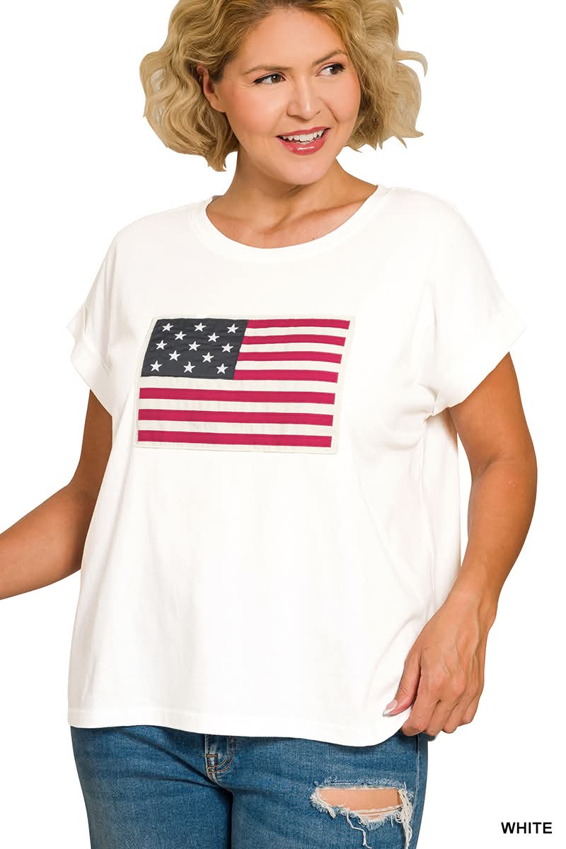 Zenana Patriotic Flag T Shirt