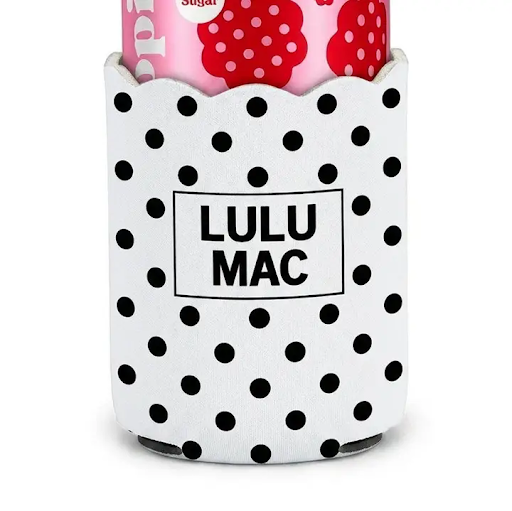 Lulamac White/Black Dot Koozie